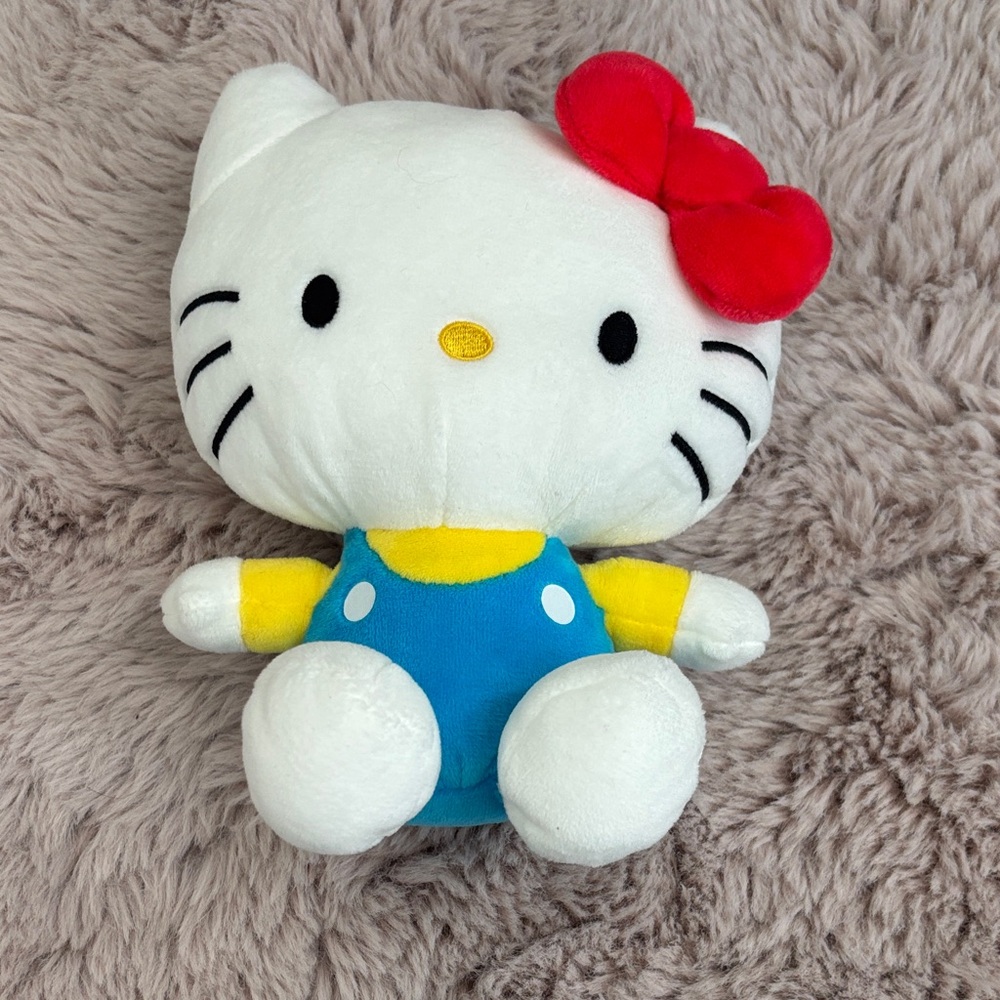 Hello Kitty Plush with Red Bow and Blue Outfit